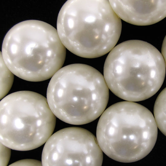 22mm ivory white plastic pearl round beads 16" strand