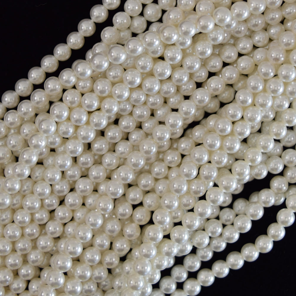 White Shell Pearl Round Beads 15.5" Strand 3mm 4mm 6mm 8mm 10mm 12mm 14mm