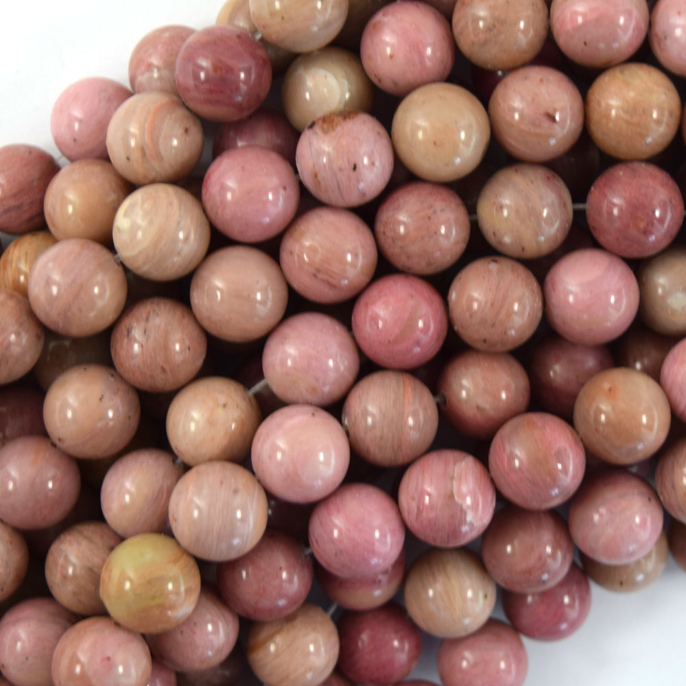 Natural Pink Rhodonite Round Beads Gemstone 15" Strand 4mm 6mm 8mm 10mm 12mm