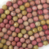Natural Faceted Pink Rhodonite Round Beads 15