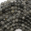 Natural Faceted Cloudy Gray Quartz Round Beads Gemstone 15