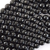 AA Natural Faceted Black Tourmaline Round Beads 15
