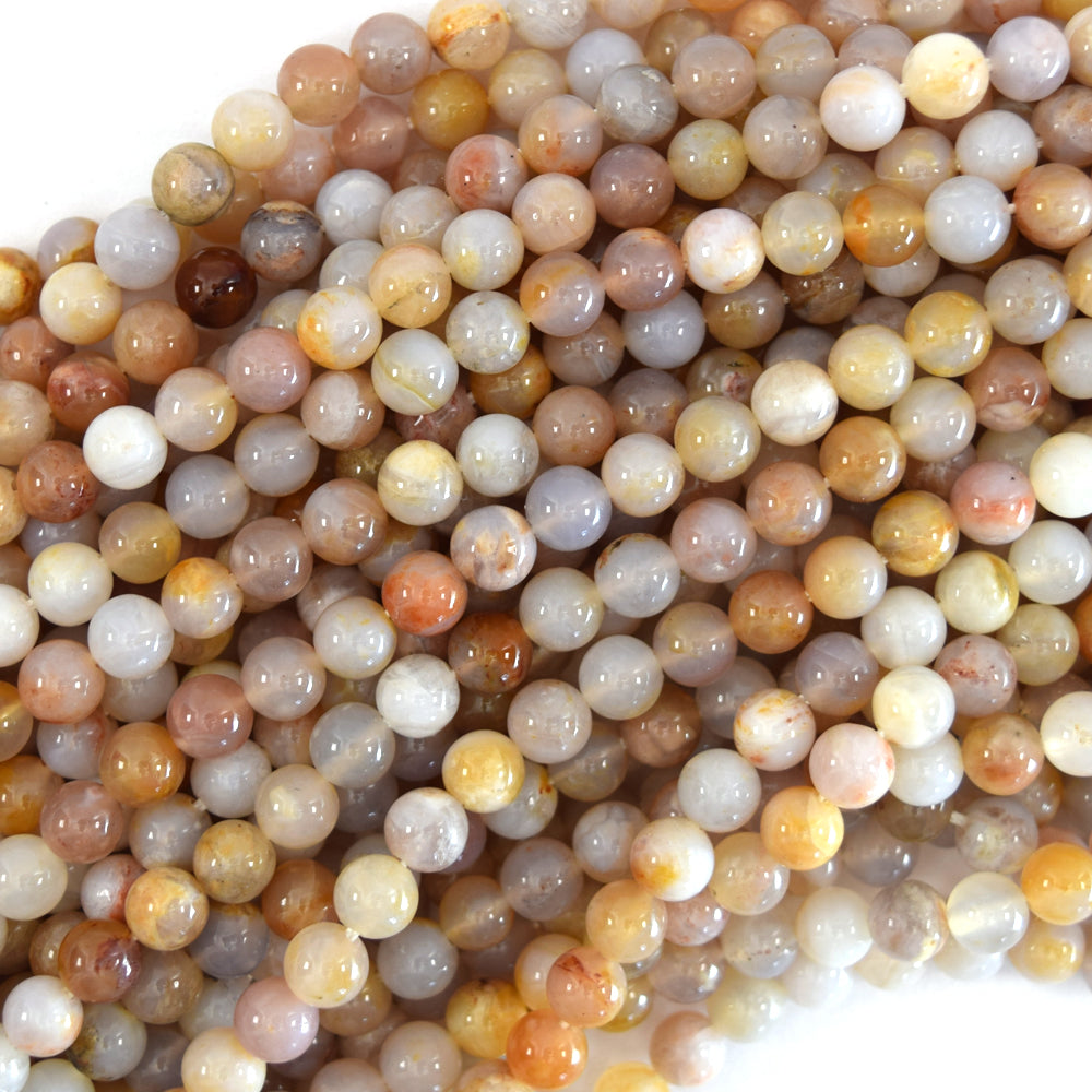 Natural Brown Cream Crazy Lace Agate Round Beads 15.5" 4mm 6mm 8mm 10mm 12mm