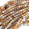 Natural Brown Cream Crazy Lace Agate Round Beads 15.5