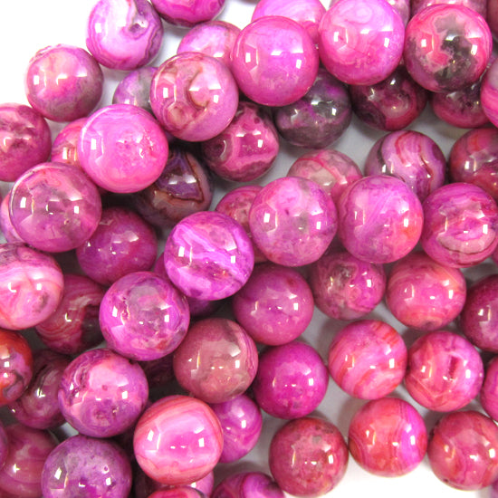 Magenta Crazy Lace Agate Round Beads Gemstone 15.5" Strand 4mm 6mm 8mm 10mm