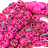 18mm magenta turquoise carved skull beads 15.5
