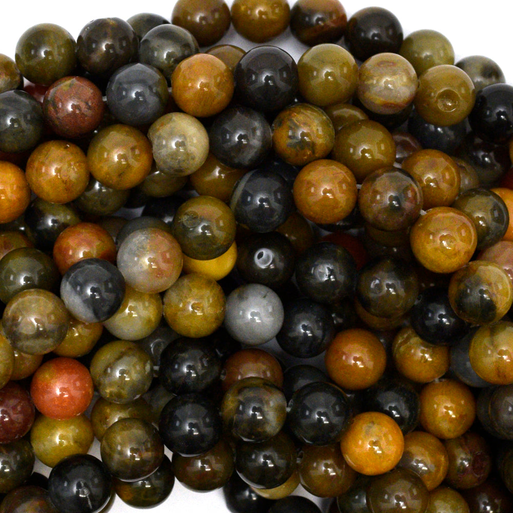 Natural Petrified Wood Agate Round Beads Gemstone 15" Strand 10mm 12mm S4