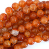 Orange Dragon Vein Agate Round Beads Gemstone 15