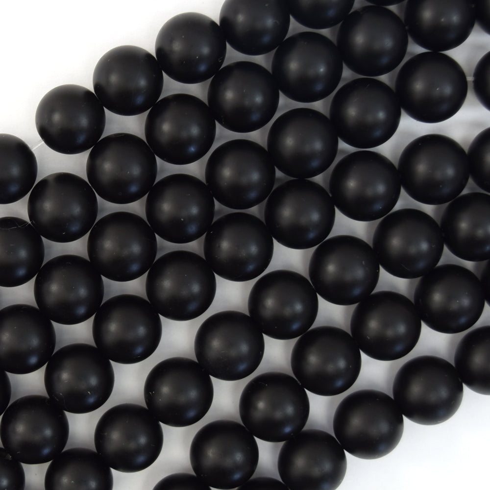 Matte Black Onyx Round Beads Gemstone 15" Strand 3mm 4mm 6mm 8mm 10mm 12mm 14mm