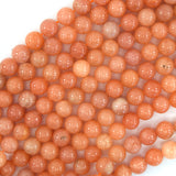 Natural Peach Orange Calcite Round Beads 15.5