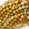 Natural Star Cut Faceted Yellow Jade Round Beads 15