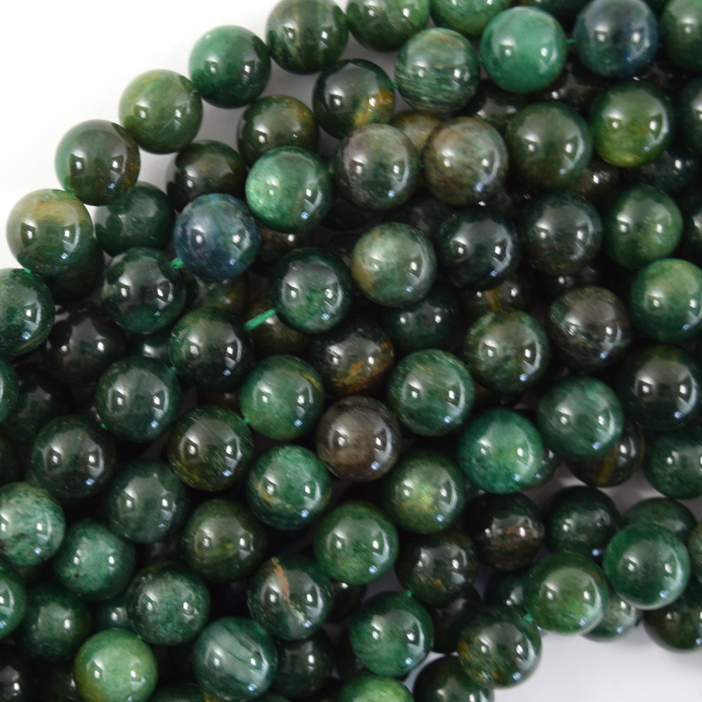 Natural Green Mica Muscovite in Fuchsite Round Beads 15" Strand 6mm 8mm 10mm