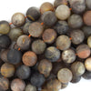 Natural Matte Black Gray Sunstone Round Beads 15