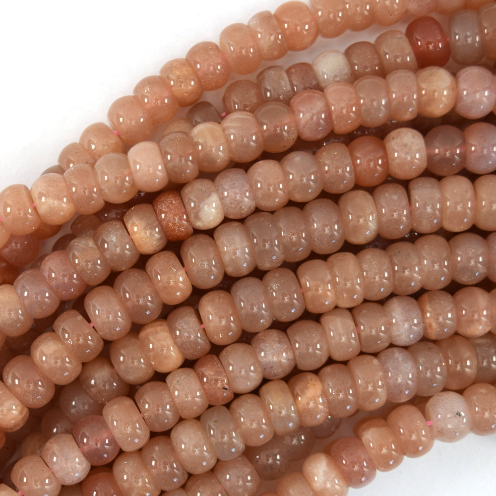 Natural Sunstone Rondelle Beads Gemstone 15.5" Strand 4x6 5x8 6x10mm