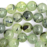 Natural Green Prehnite Round Beads Gemstone 15.5