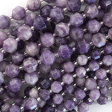 Natural Purple Lepidolite Prism Double Point Cut Faceted Beads 15.5