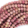 Natural Matte Pink Rhodonite Round Beads 15
