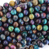 Galaxy Rainbow Tiger Eye Round Beads Gemstone 15
