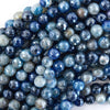 Mystic Titanium Faceted Blue Stripe Agate Round Beads 15