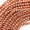 Faceted Rose Gold Hematite Round Beads Gemstone 15.5
