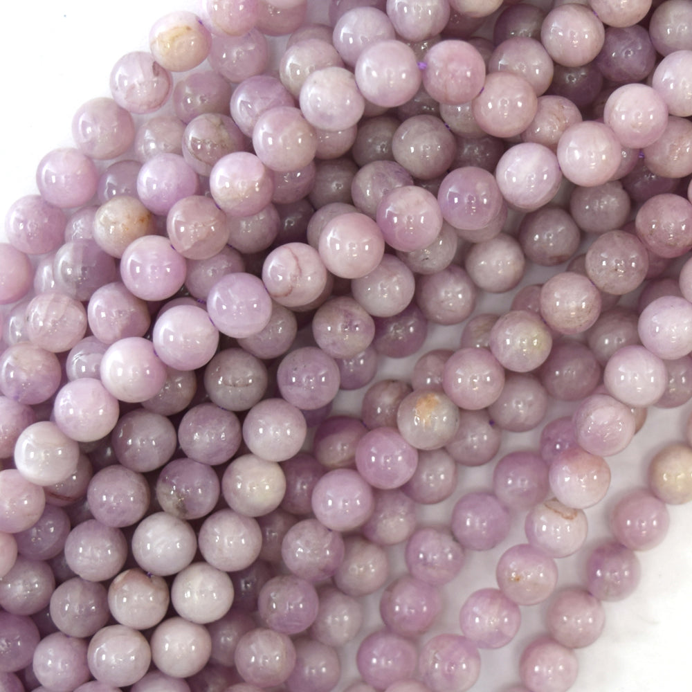 A grade Natural Lavender Kunzite Round Beads Gemstone 15.5" Strand 6mm 8mm 10mm