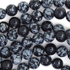 Natural Black Snowflake Obsidian Round Beads 15