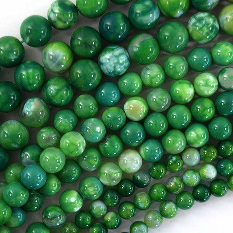 Natural Green Moss Agate Round Beads Gemstone 15" Strand 4mm 6mm 8mm 10mm 12mm