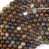 Natural Brown Pietersite Round Beads Gemstone 15.5