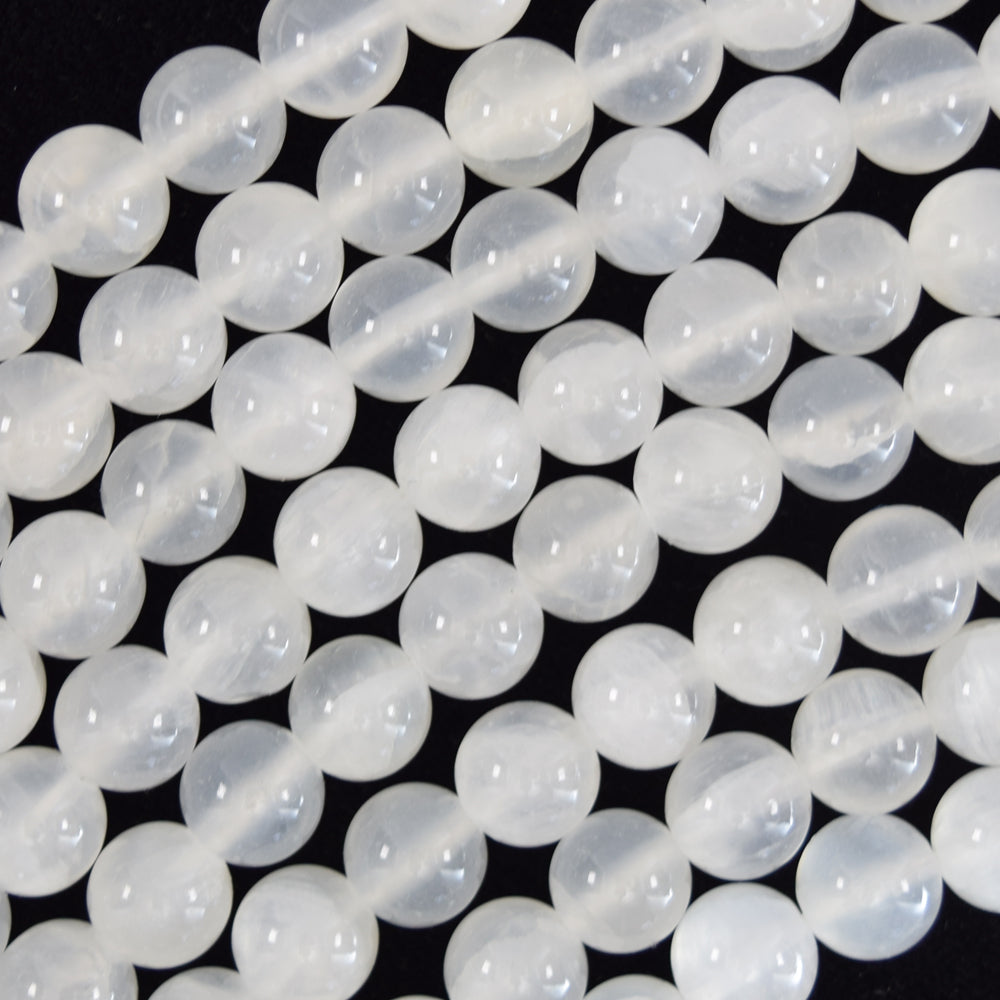 Natural White Selenite Round Beads Gemstone 15.5" strand 4mm 6mm 8mm 10mm 12mm