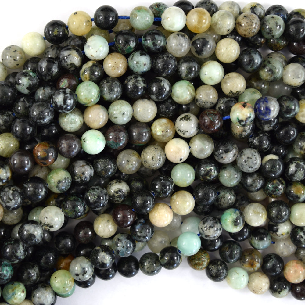 Natural Azurite Fynchenite Round Beads Gemstone 15.5" Strand 6mm 8mm 10mm S1