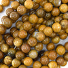 Natural Gold Brown Wood Agate Round Beads Gemstone 15