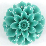4 pieces 35mm synthetic coral carved chrysanthemum flower pendant bead green