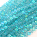 Matte Sky Blue Mystic Aura Quartz Round Beads Gemstone 15