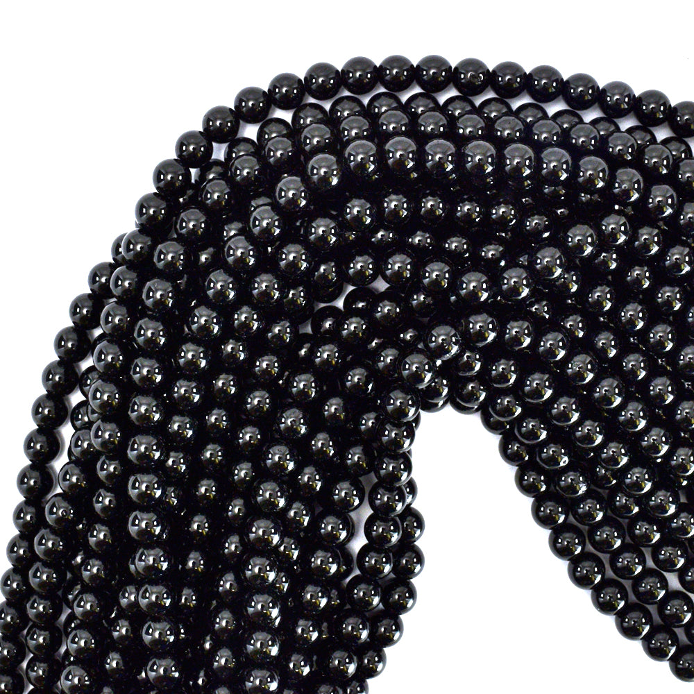 5mm - 6mm black spinel round beads 15.5" strand
