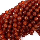 AA Faceted Red Carnelian Round Beads Gemstone 14