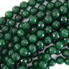 Faceted Emerald Green Jade Round Beads 15