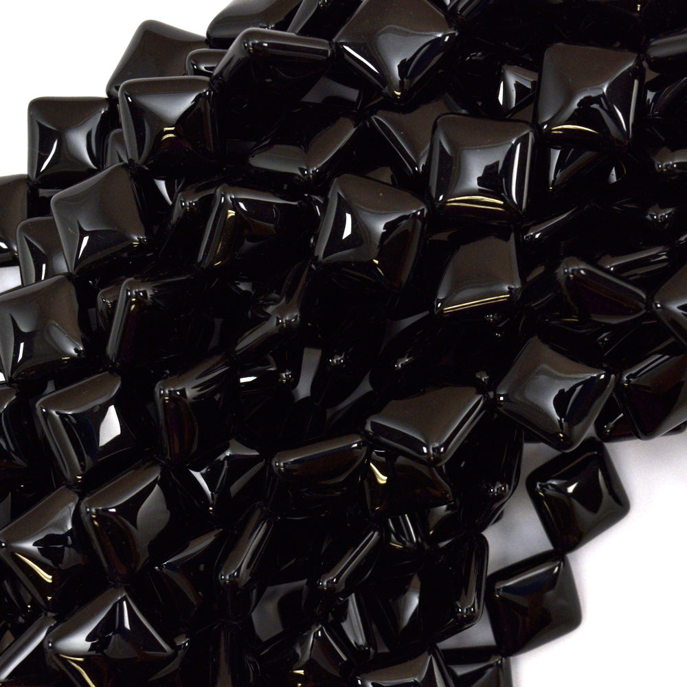 14mm black onyx diamond beads 15" strand