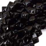 14mm black onyx diamond beads 15