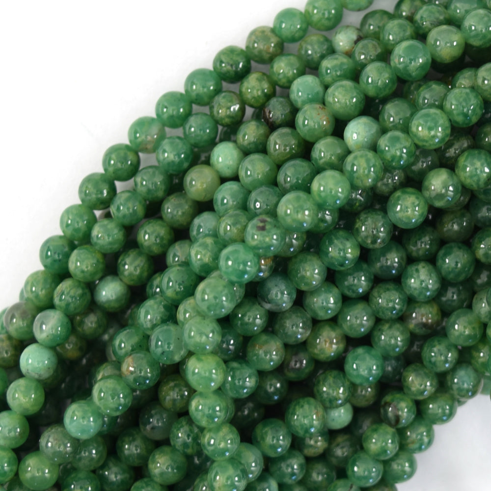 Grade A Natural Dark Green Jade Beads 6mm 8mm 10mm 12mm Smooth Polished  Round 15 Inch Strand JA05 Wholesale Beads 