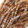 Natural Faceted Brown Cream Crazy Lace Agate Round 15.5