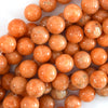Natural Orange Calcite Round Beads Gemstone 15.5