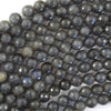 Natural Faceted Gray Labradorite Round Beads 15