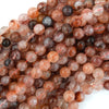 Natural Red Phantom Quartz Round Beads Gemstone 15.5