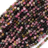 Natural Faceted Watermelon Tourmaline Round Beads 15.5