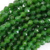 Star Cut Faceted Canada Green Jade Round Beads Gemstone 14