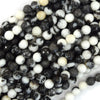 Natural Faceted Black White Zebra Jasper Round Beads 15