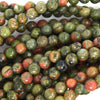 Natural Green Unakite Jasper Round Beads 15