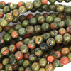 Natural Green Unakite Jasper Round Beads 15.5