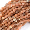 6mm - 8mm natural orange sunstone pebble nugget beads 15.5