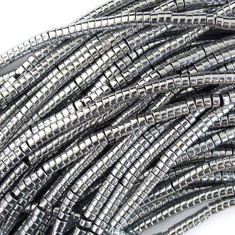 Silver Hematite Heishi Disc Beads Gemstone 15.5" Strand 3mm 4mm 6mm 8mm